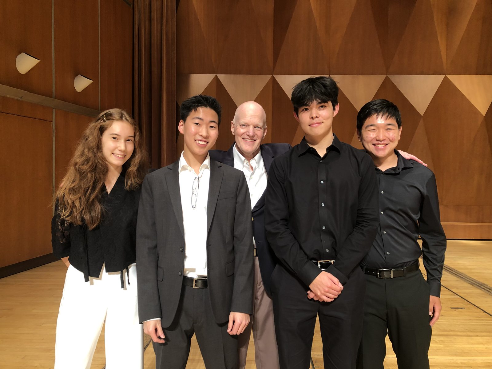 James Stroud with four finalists on the Mixon Hall stage