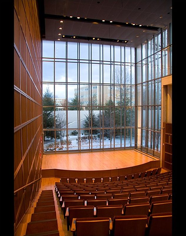 The Mixon Hall stage at the Cleveland Institute of Music